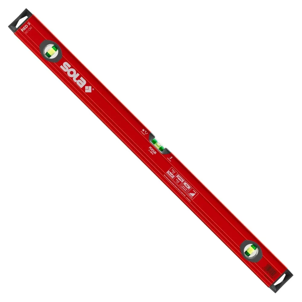 SOLA 600mm 3 Vials Spirit Level Box - Red 01214801