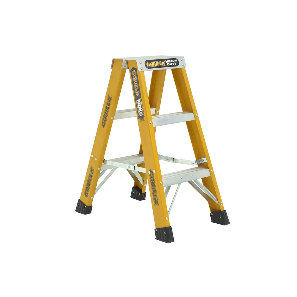 GORILLA 0.9m 180kg Heavy-Duty Fibreglass Double Sided Step Ladder FSM003-HD