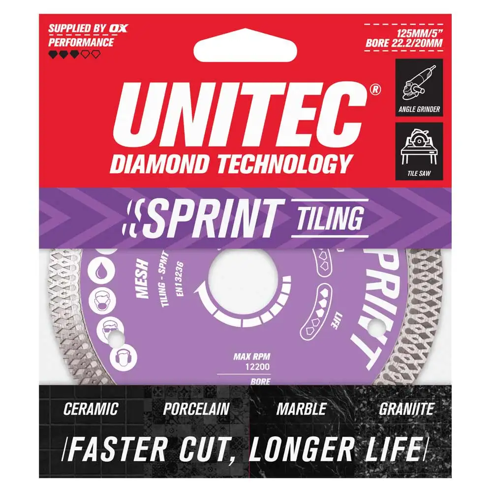 UNITEC 125mm Turbo Diamond Blade For Tiling Cutting - Sprint U-5SPMT