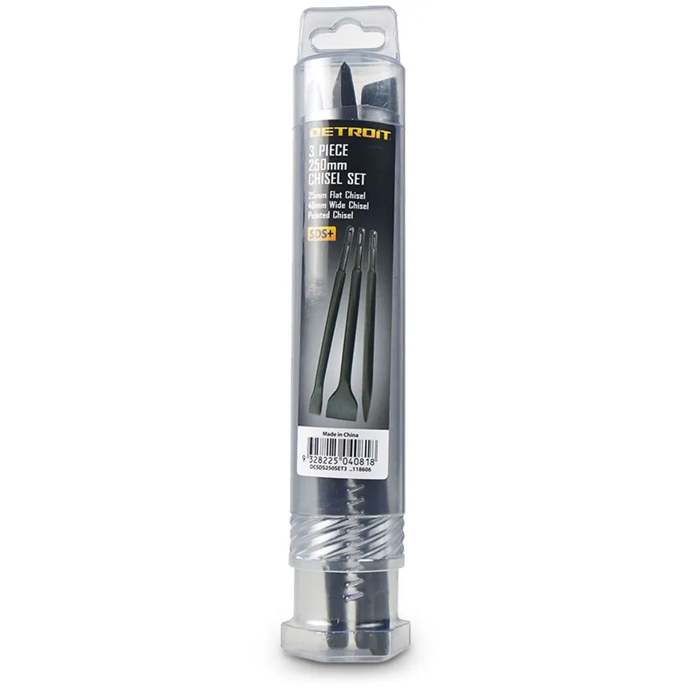 DETROIT 250mm SDS-Plus Chisel Set - 3 Piece