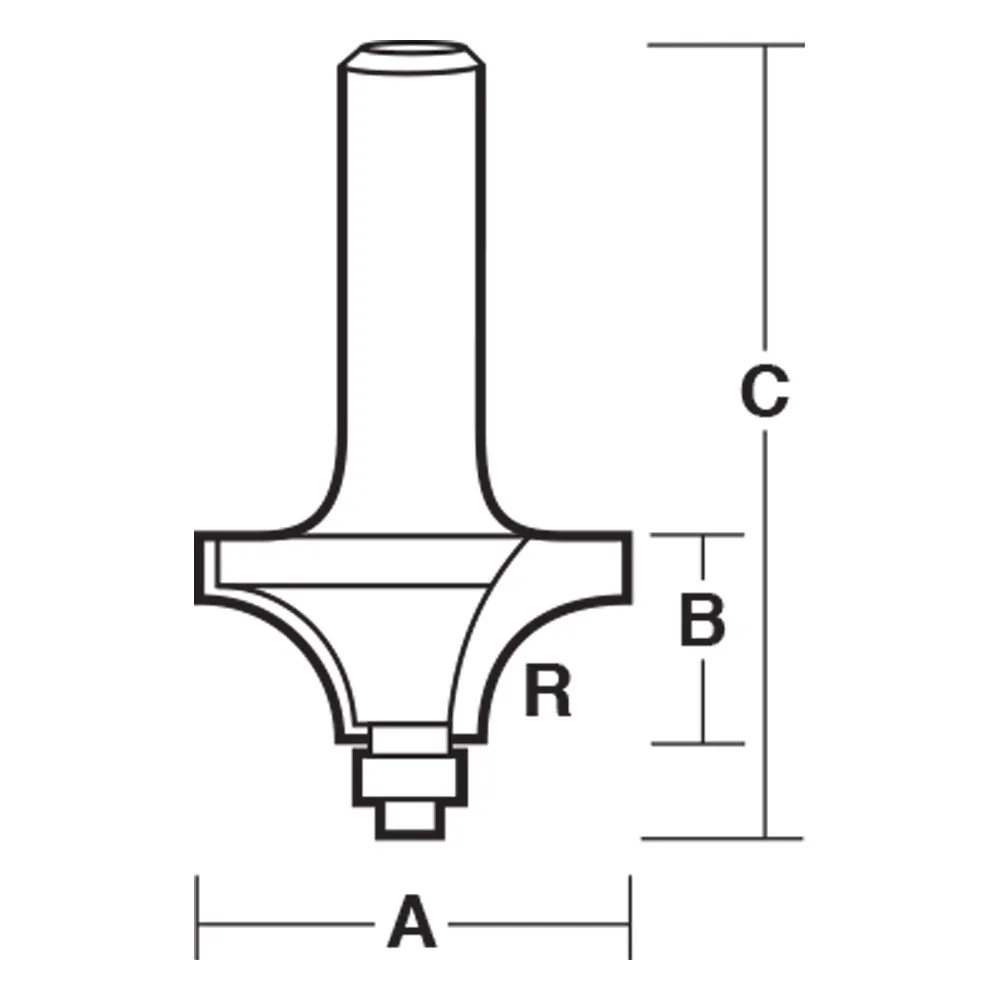 CARBITOOL Router Bit TCT Beading Bit w.Bearing 1/4inch -Radius 1/4inch -Shank T 608 B