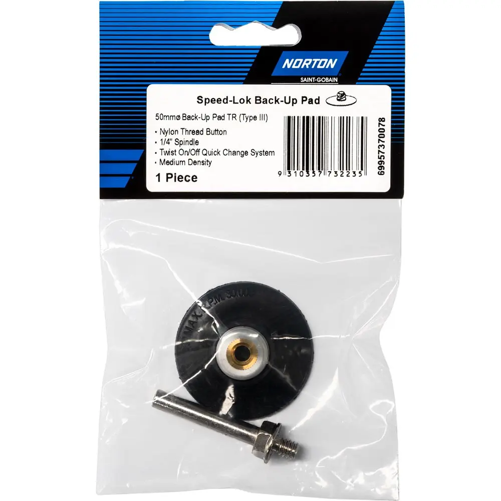 NORTON 50mm Mounted Quick-Change Backing Pad - SPEEDLOK