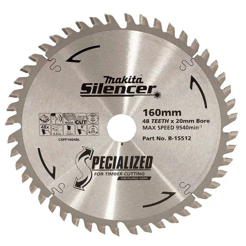 MAKITA 160mm 48T TCT Circular Saw Blade for Wood Cutting - Plunge Saws - SPECIALIZED