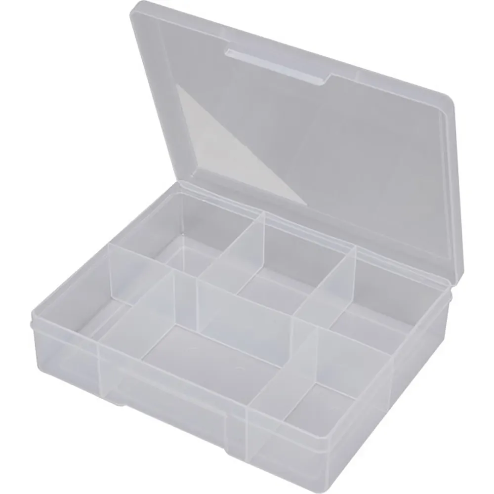 FISCHER 195 x 157 x 48mm 6 Compartment Storage Box Clear Medium 1H038