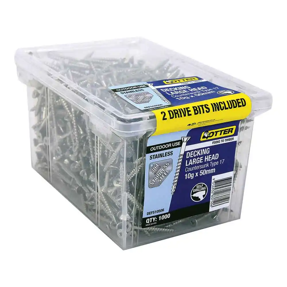 OTTER 1000 Pack 10g x 50mm 304SS Flat Head Decking Screw DEFS10506