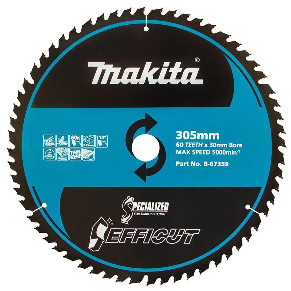 MAKITA 305mm 60T TCT Circular Saw Blade for Wood Cutting - Mitre Saws - EFFICUT