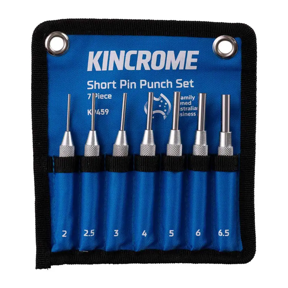 KINCROME 7 Piece 2-6.5mm Short Pin Punch Set K9459