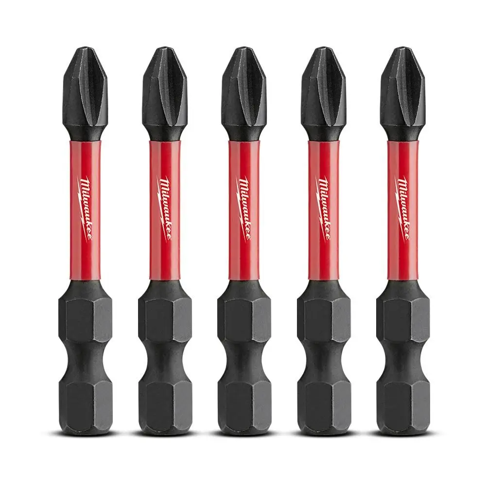 MILWAUKEE PH2 x 50mm Phillips Power Screwdriver Bit - SHOCKWAVE - 5 Piece 48324602