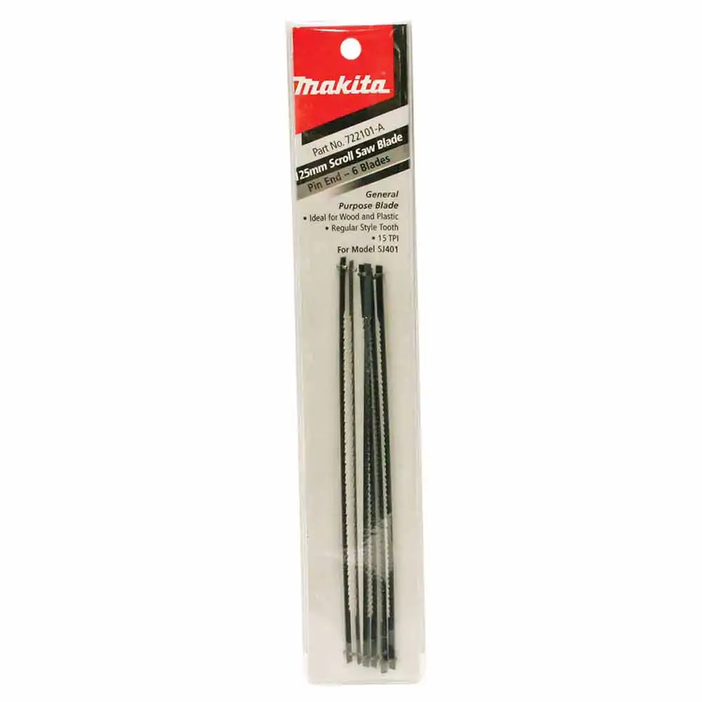 MAKITA 127mm 15TPI Scroll Saw Blade for Wood Cutting - Pin End 722101-A