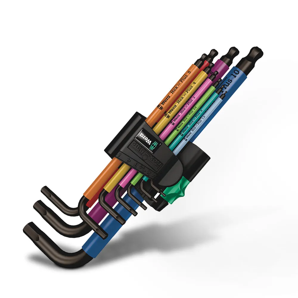 WERA 950/9 Hex-Plus Multicolour 1 Sb Multicolour L-Key Set, Metric, Blacklaser - 9 Piece WER073593