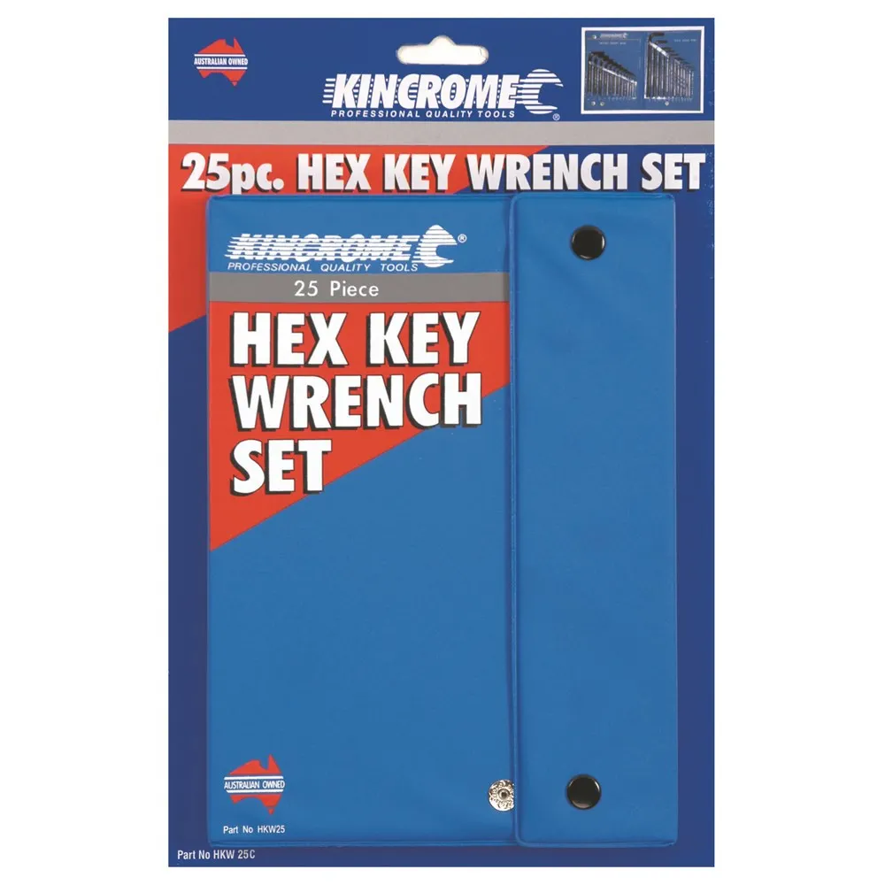 KINCROME Imperial & Metric Hex Key Wrench Set - 25 Piece HKW25C
