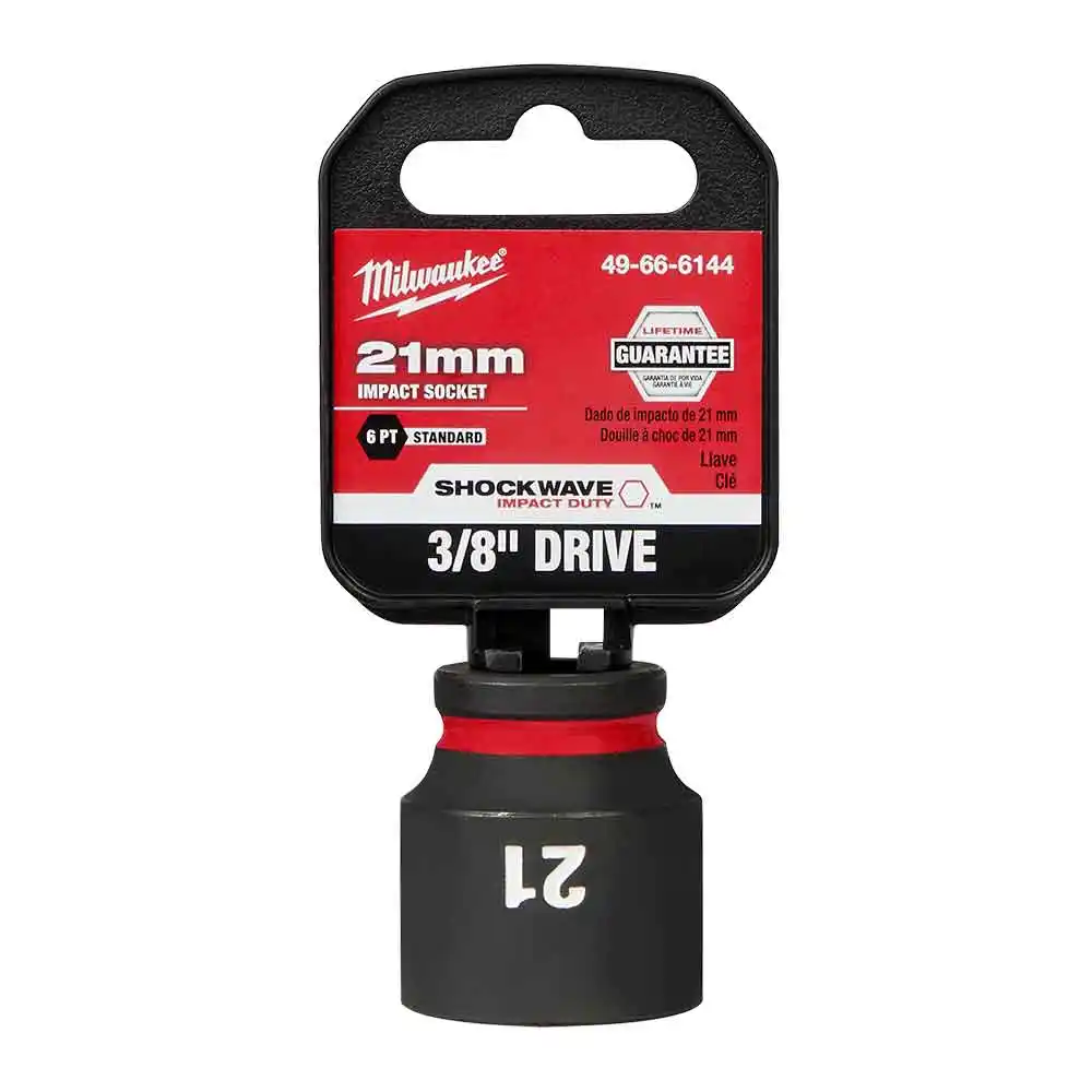 MILWAUKEE SHOCKWAVE 3/8" Drive 21mm Standard 6 Point Impact Socket 49666144