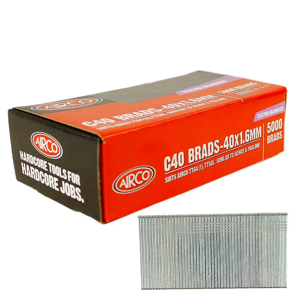 AIRCO C Series Electro Galvanised Brad Nail - 40mm Box of 5000 BC16400