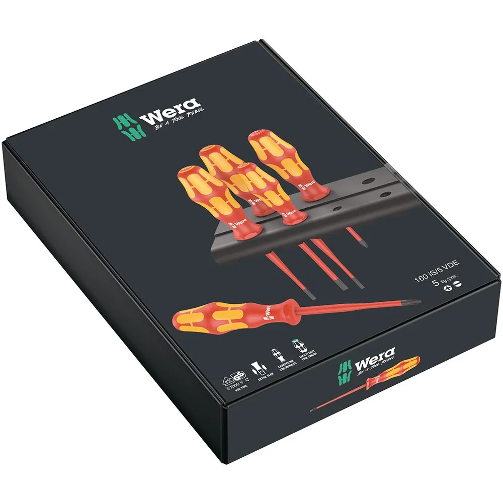 WERA Exclusive 5 Piece VDE Screwdriver Set Slim Shaft WER300202