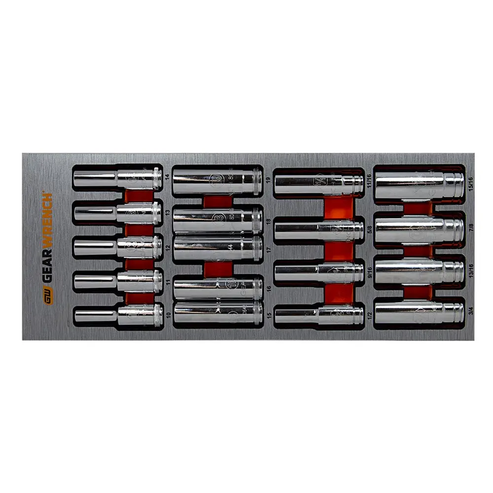GEARWRENCH EVA Tray 1/2" Drive Deep Sockets Metric/SAE - 18 Piece 83995
