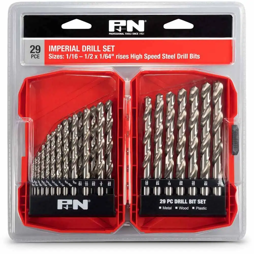 P&N 1/16-1/2inch HSS-Metal Jobber Drill Bit Set - 29 Piece