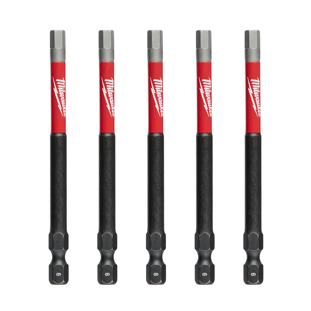 MILWAUKEE SHOCKWAVE 6mm x 89mm (3-1/2") Power Bit Hex - 5 Pack 48324691