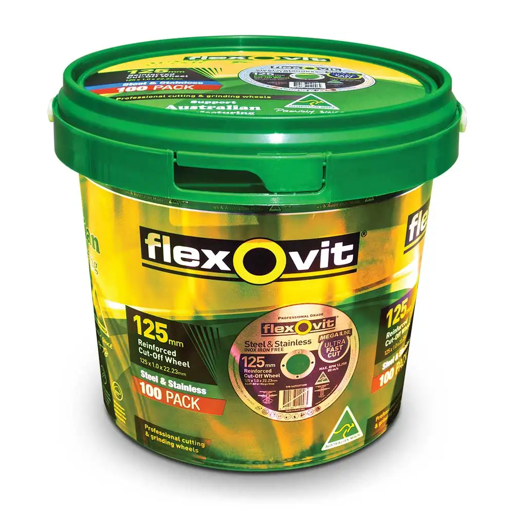 FLEXOVIT 125 x 1.0mm Steel & Stainless Cut Off Disc - MEGA INOX - 100 Piece