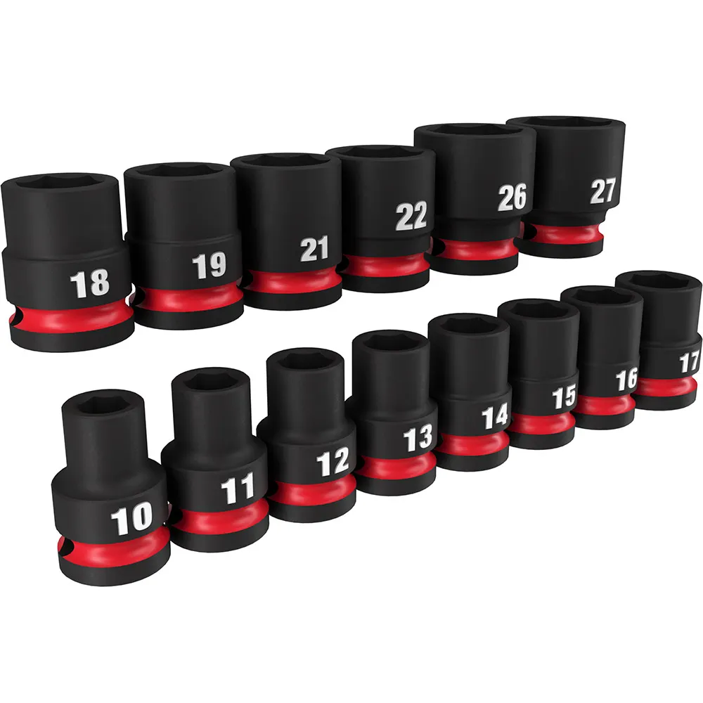MILWAUKEE 14 Piece 1/2inch Drive 6 Point Shockwave Metric Standard Impact Socket Set 49667013