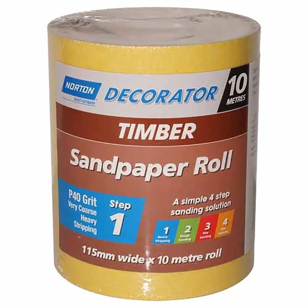 NORTON 115mm x 10m 40-Grit Sanding Roll for Wood - DECORATOR