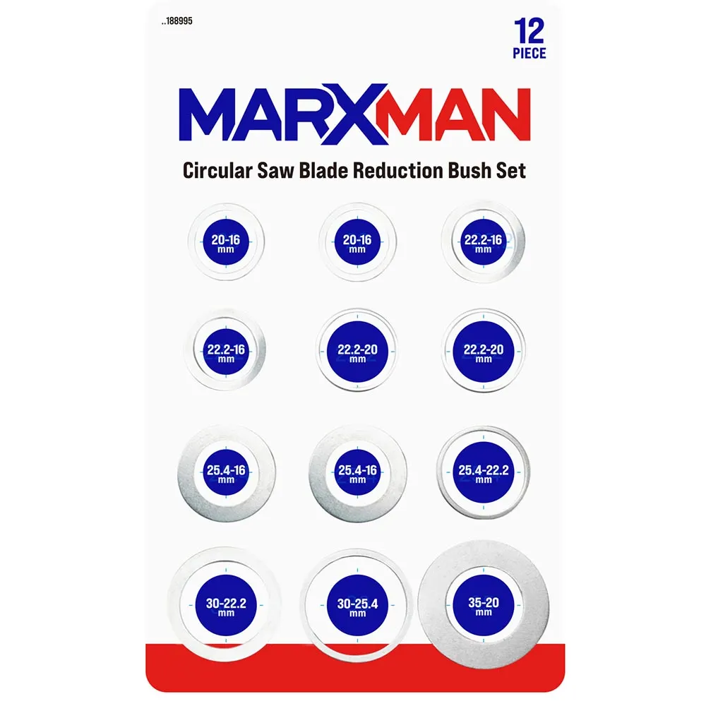 MARXMAN Circular Saw Blade Reduction Bush Set - 12 Piece MRBS12PC