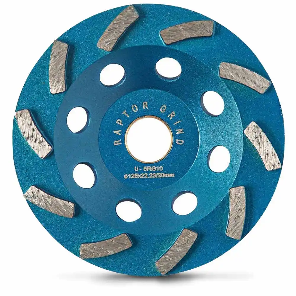 UNITEC 125mm 10-Segment Spiral Diamond Grinding Cup - RAPTOR U-5RG10