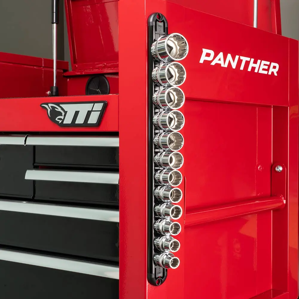 TTI 1/2" Dr 12 Clip Magnetic Socket Rail Black TTI12DMSR