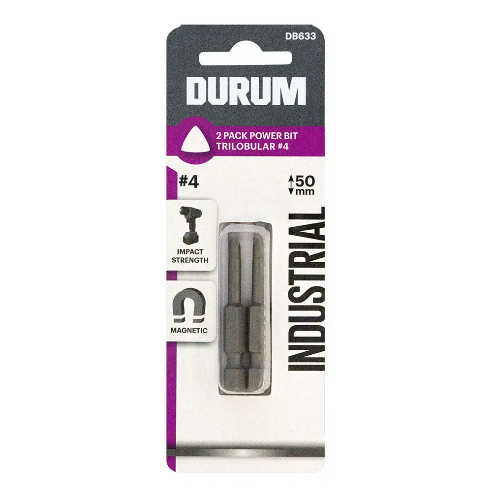 DURUM #4.06x50mm Trilobular Power Screwdriver Bit - 2 Piece DB633