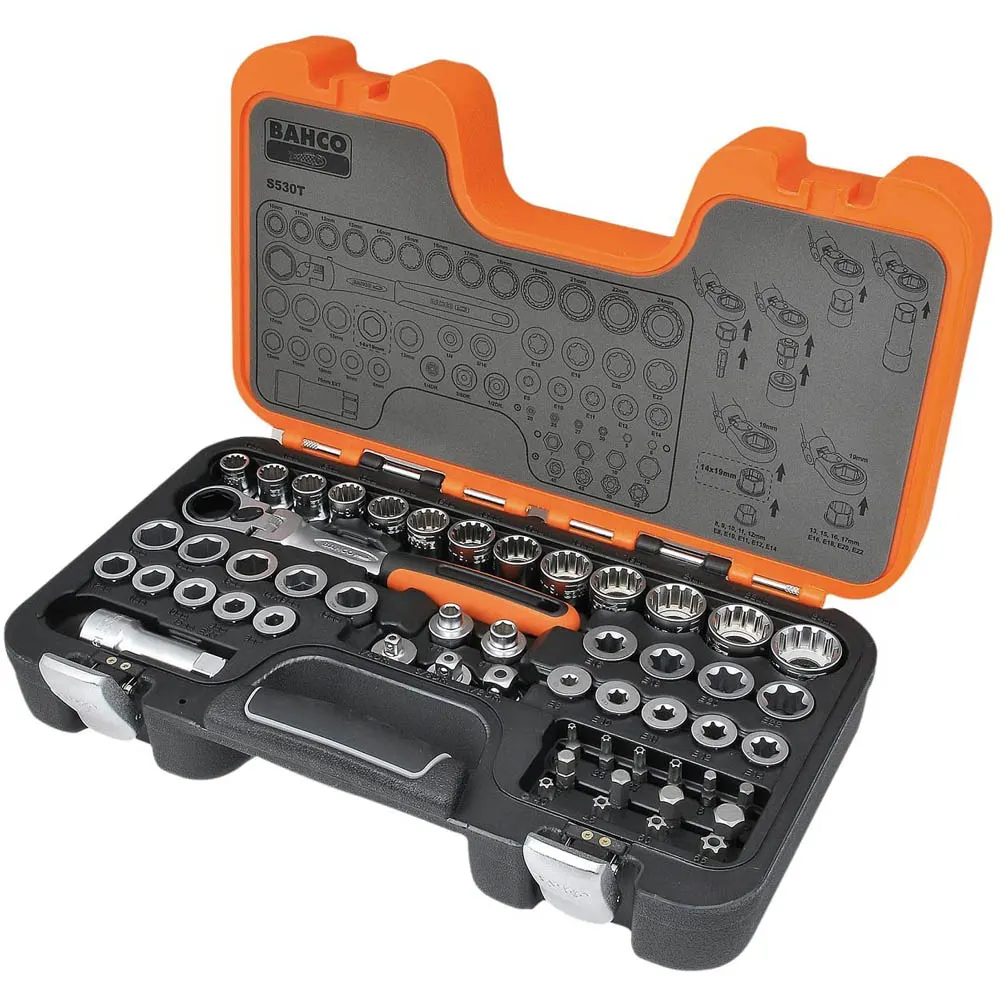 BAHCO Ratchet Socket Square Drive Set - 53 Pieces S530T