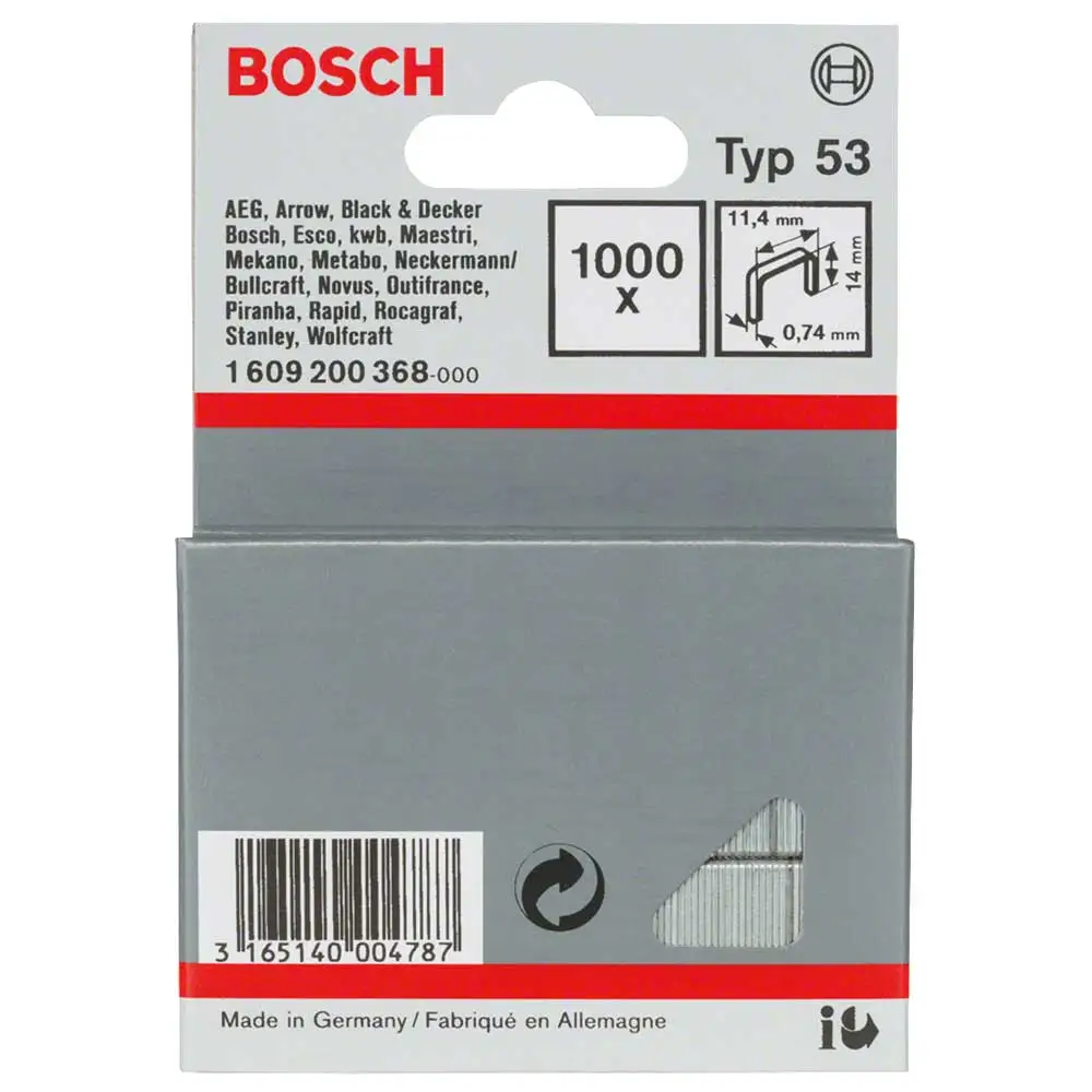 BOSCH 14mm Staples - 1000 Pieces BOX Suits PTK14&23E 1609200368
