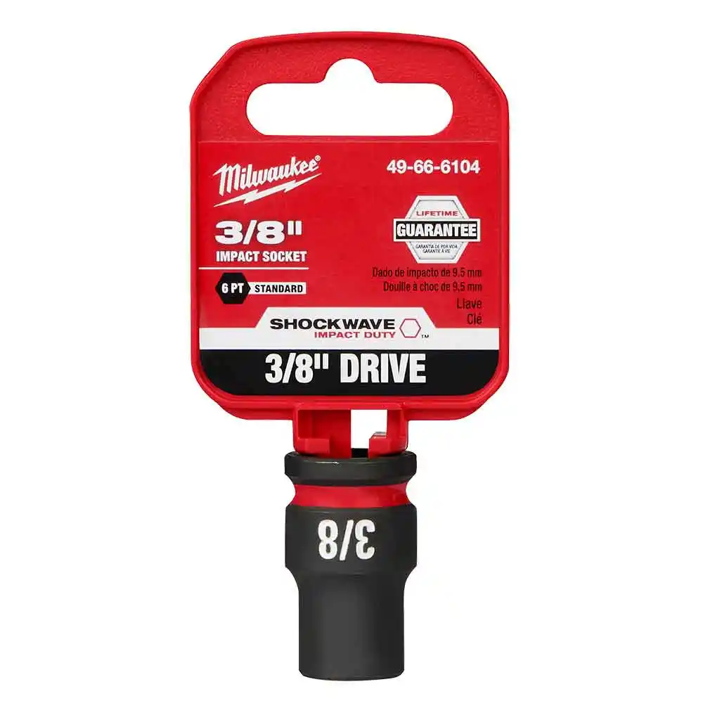 MILWAUKEE SHOCKWAVE 3/8" Drive 3/8" Standard 6 Point Impact Socket 49666104