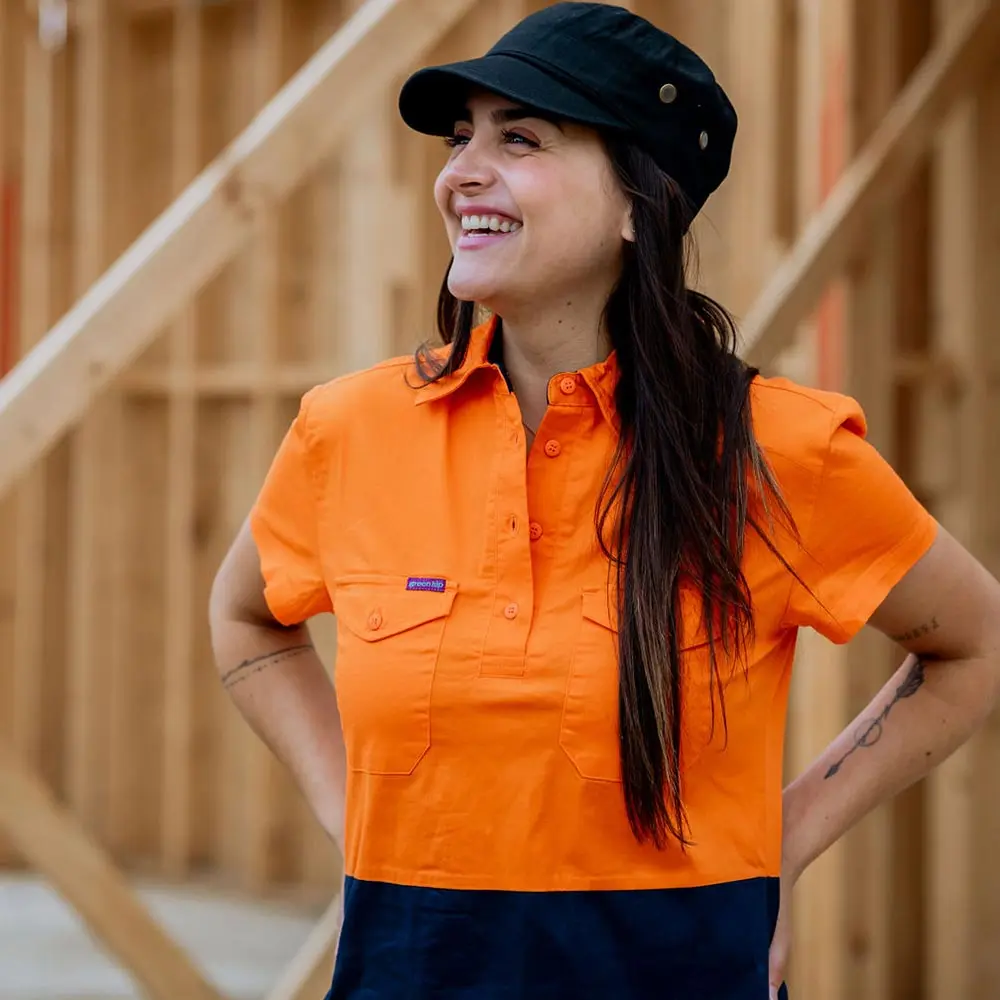 GREEN HIP Hi-Vis Light Weight Shirt Short Sleeves Orange/Blue SSS-HIVIS-OB 06