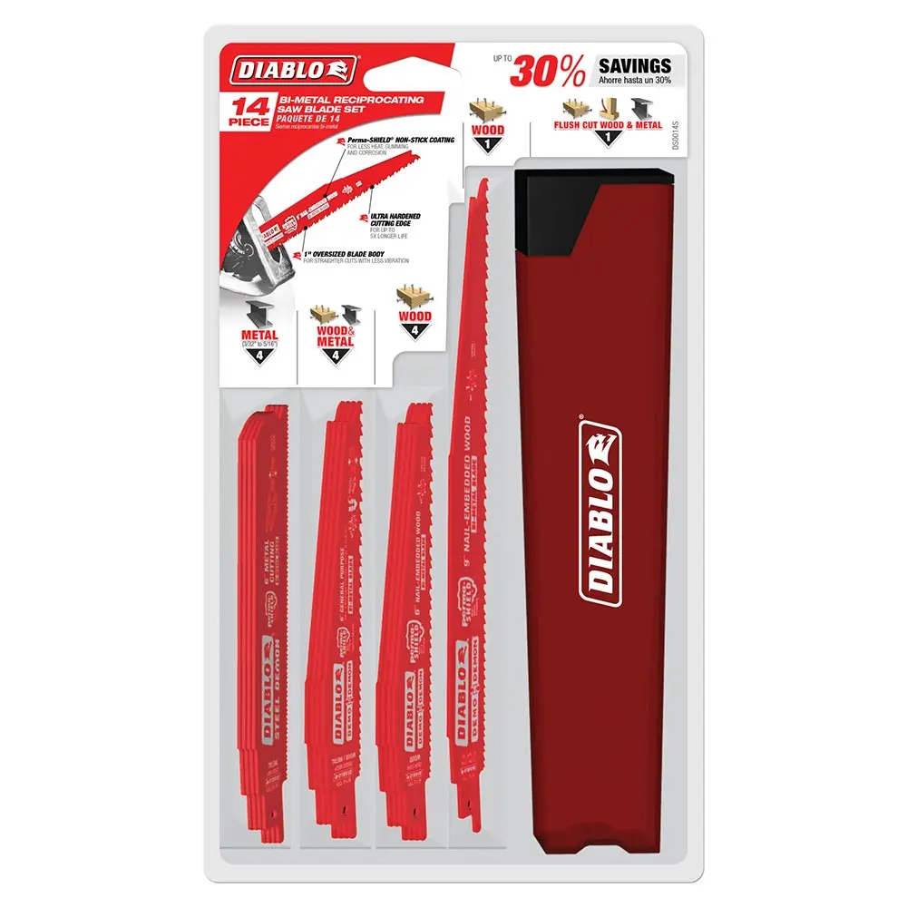 DIABLO Recip Saw Blade Set Nail-Embedded Wood & Metal Demolition - 14 Piece 2610052720