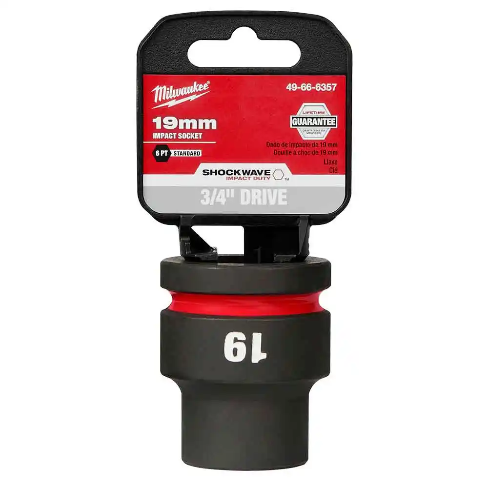 MILWAUKEE SHOCKWAVE 3/4" Drive 19mm Standard 6 Point Impact Socket 49666357