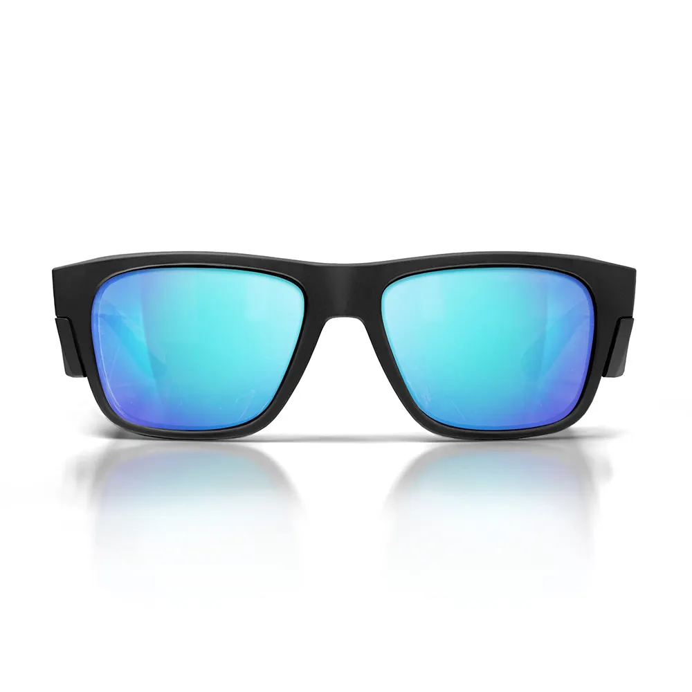 SAFESTYLE Fusions Matte Black Frame Mirror Blue Polarised Lens UV400 FMBBP100