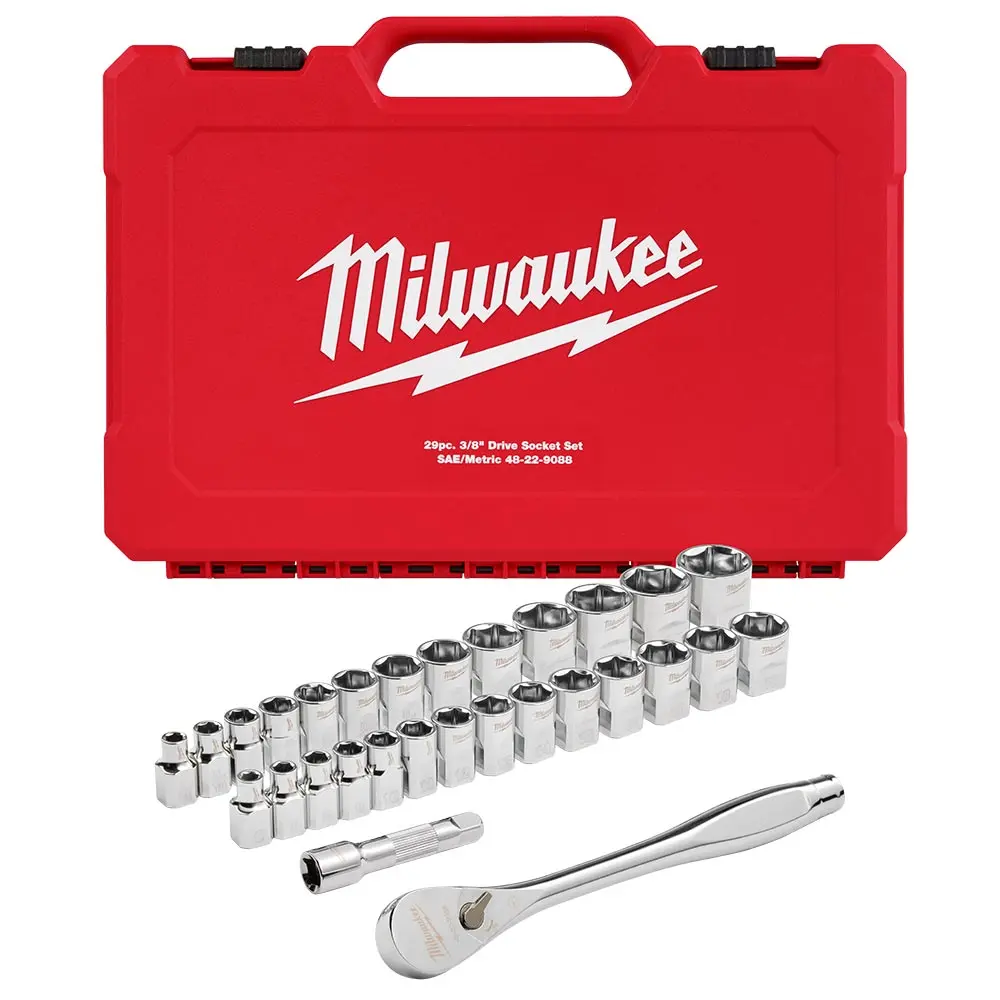 MILWAUKEE 3/8" Drive SAE/Metric Socket Set - 29 Piece 48229088