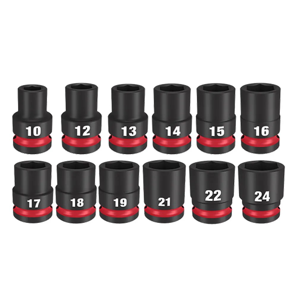 MILWAUKEE 12 Piece 1/2inch Drive 6 Point Shockwave Metric Standard Impact Socket Set 49667052