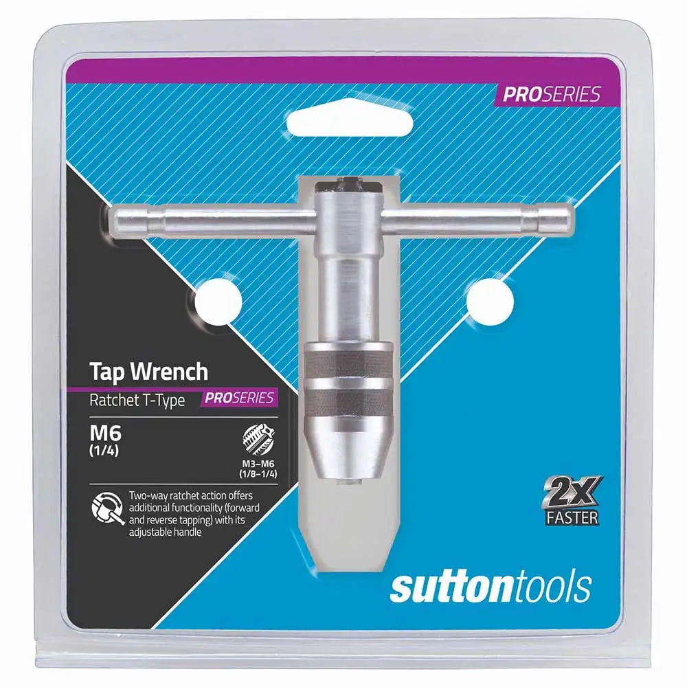 SUTTON T-Type Tap Wrench Ratcheting Suits M6-M12 Card M9031270