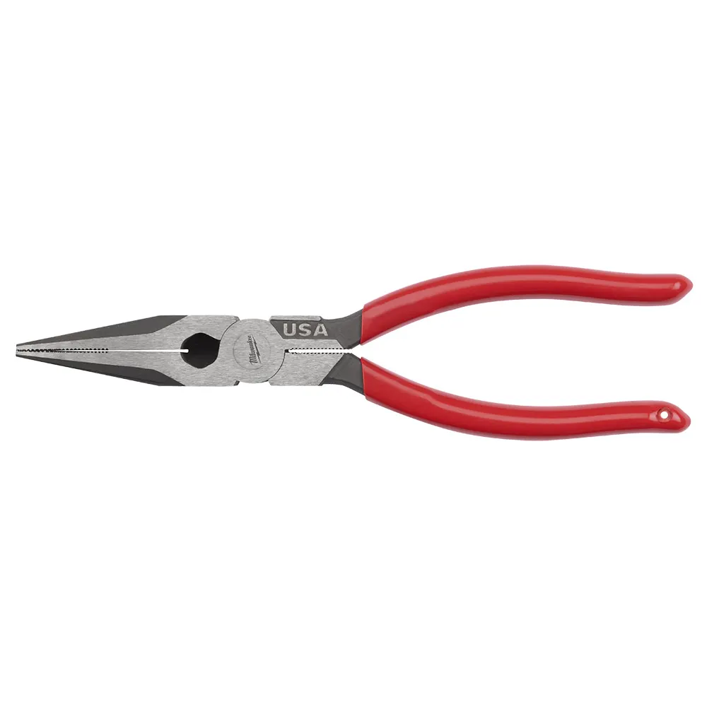 MILWAUKEE 203mm USA Made Plastic Grip Handle Long Nose Plier MT505