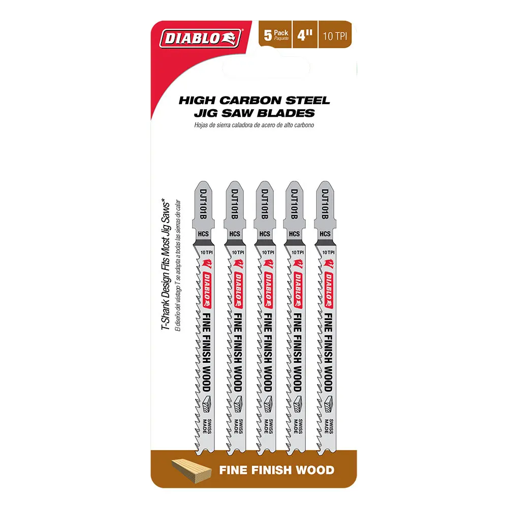 DIABLO 100mm High Carbon Steel Jig Saw Blade For Fine Finish Wood Cuts 5 Piece 2608F02234