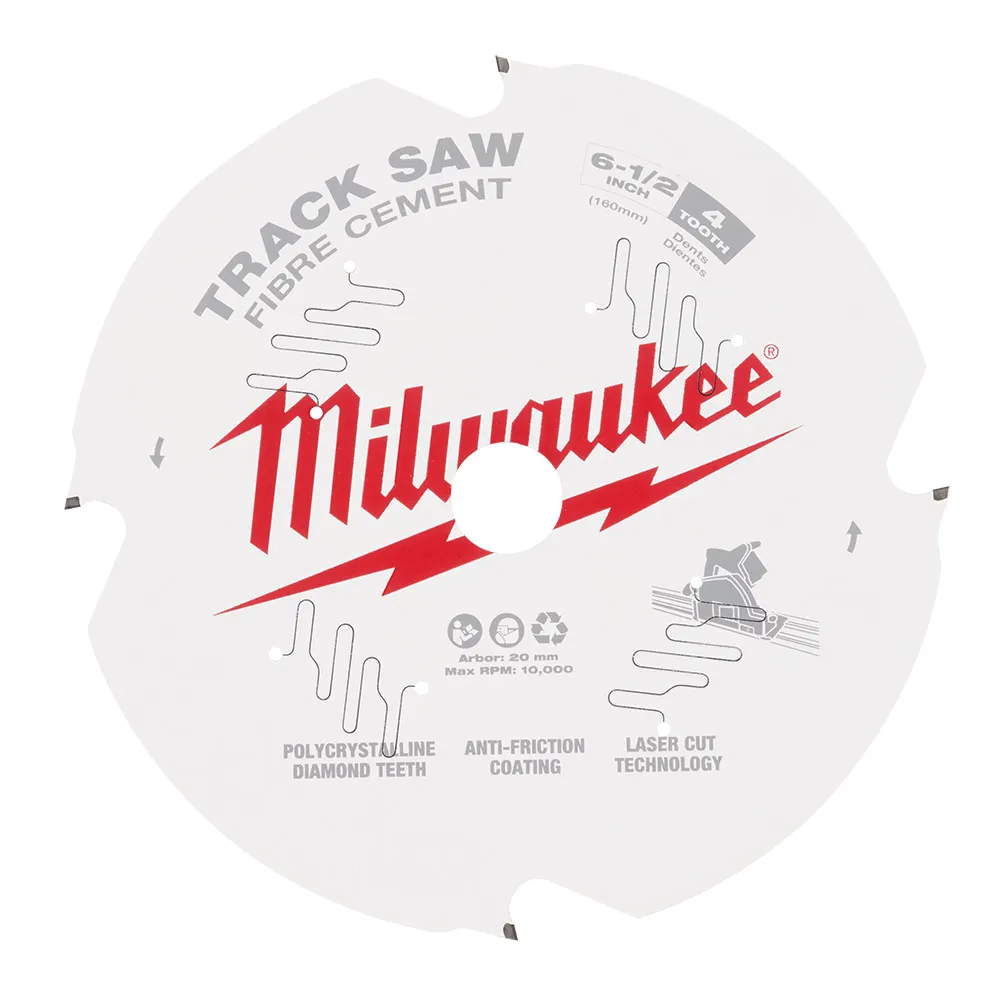 MILWAUKEE 160mm 4T PCD Track Saw Blade for Fibre Cement Cutting 48400670