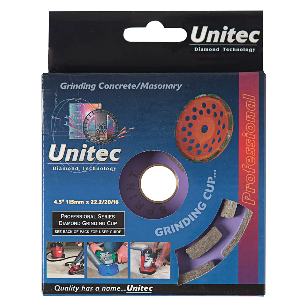 UNITEC 115mm Double-Row General Purpose Diamond Grinding Cup - SPRINT U45DRCSPRINT
