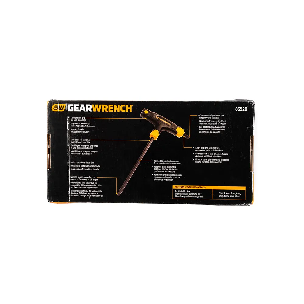 GEARWRENCH 2-10mm T-Handle Met B/End Hex Key Set - 8 Piece 83520