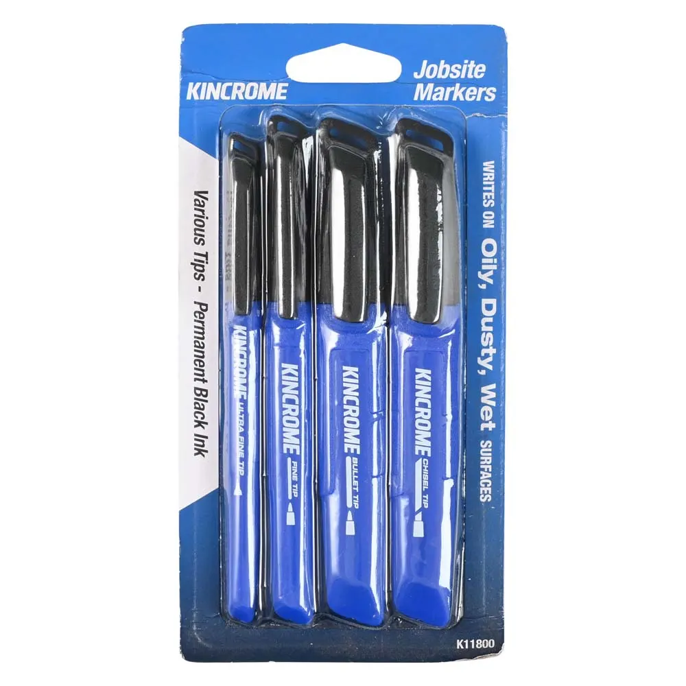 KINCROME Permanent Marker Starter Pack Black 4 Pack K11800