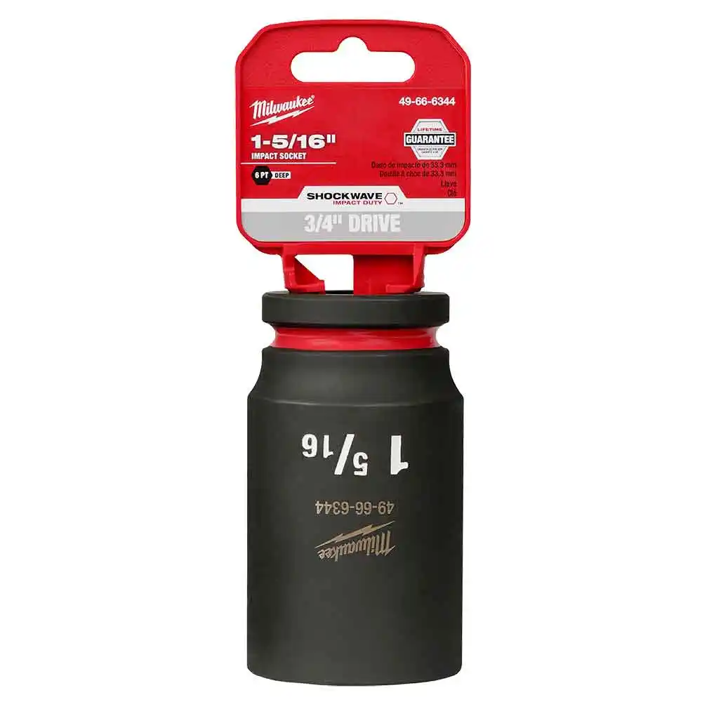 MILWAUKEE SHOCKWAVE 3/4" Drive 1-5/16" Deep 6 Point Impact Socket 49666344