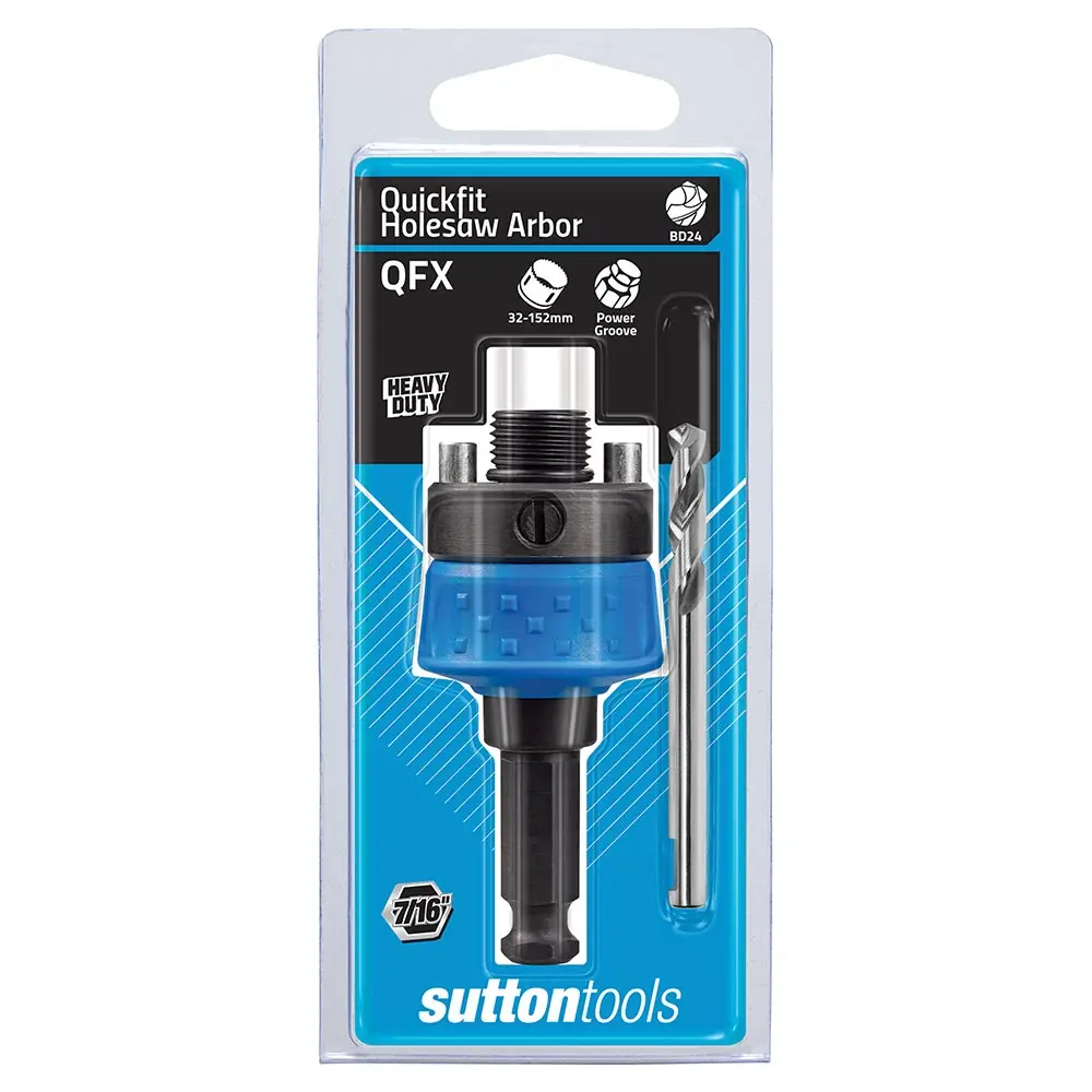SUTTON Quickfit Holesaw Arbor w. HSS Pilot Bit - Suits 32-152mm Holesaws