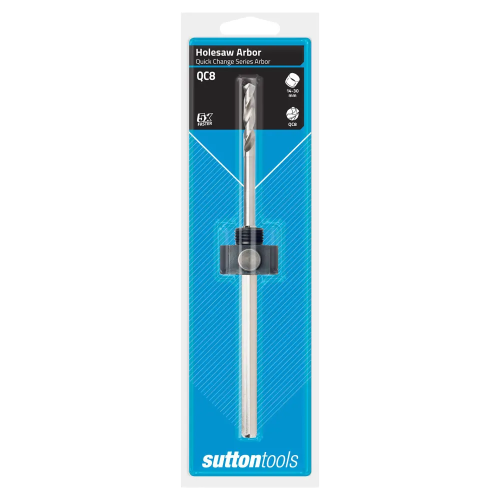 SUTTON HSS Holesaw Arbor/Pilot w. Quick Change Adaptor - Suits 14-30mm Holesaws