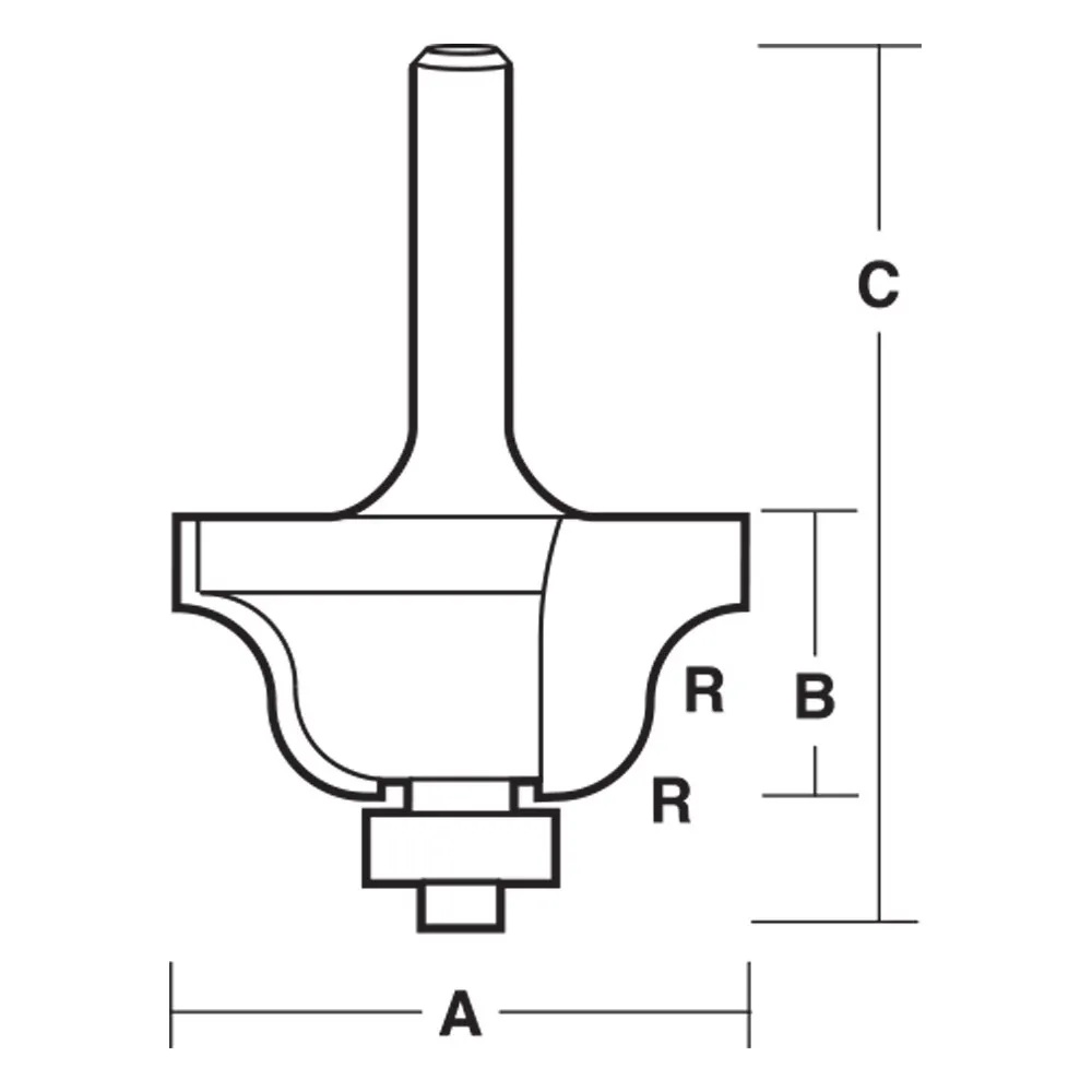 CARBITOOL Router Bit TCT Roman Ogee w.Bearing 1/4inch -Radius 1/2inch -Shank T 5708 B 1/2
