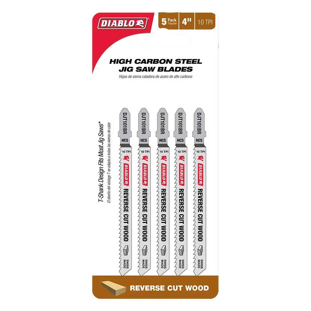 DIABLO 100mm High Carbon Steel Jig Saw Blade For Reverse Cuts In Wood 5 Piece 2608F02237
