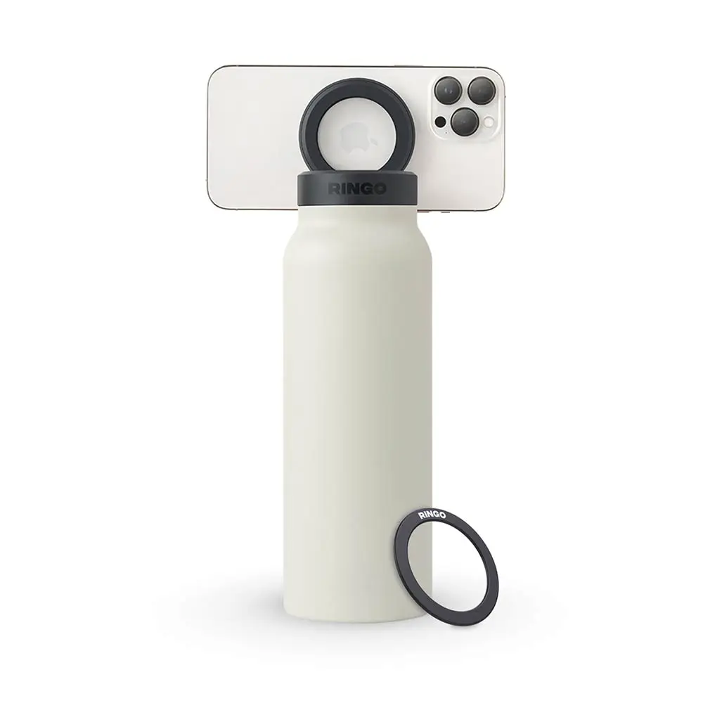 RINGO 710ml (24oz) Water Bottle - with Magnetic Phone Mount - Ivory B2IV24LSC1